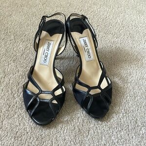 Beautiful Jimmy Choo black leather slingback sandals, size 36.5 or 6.5